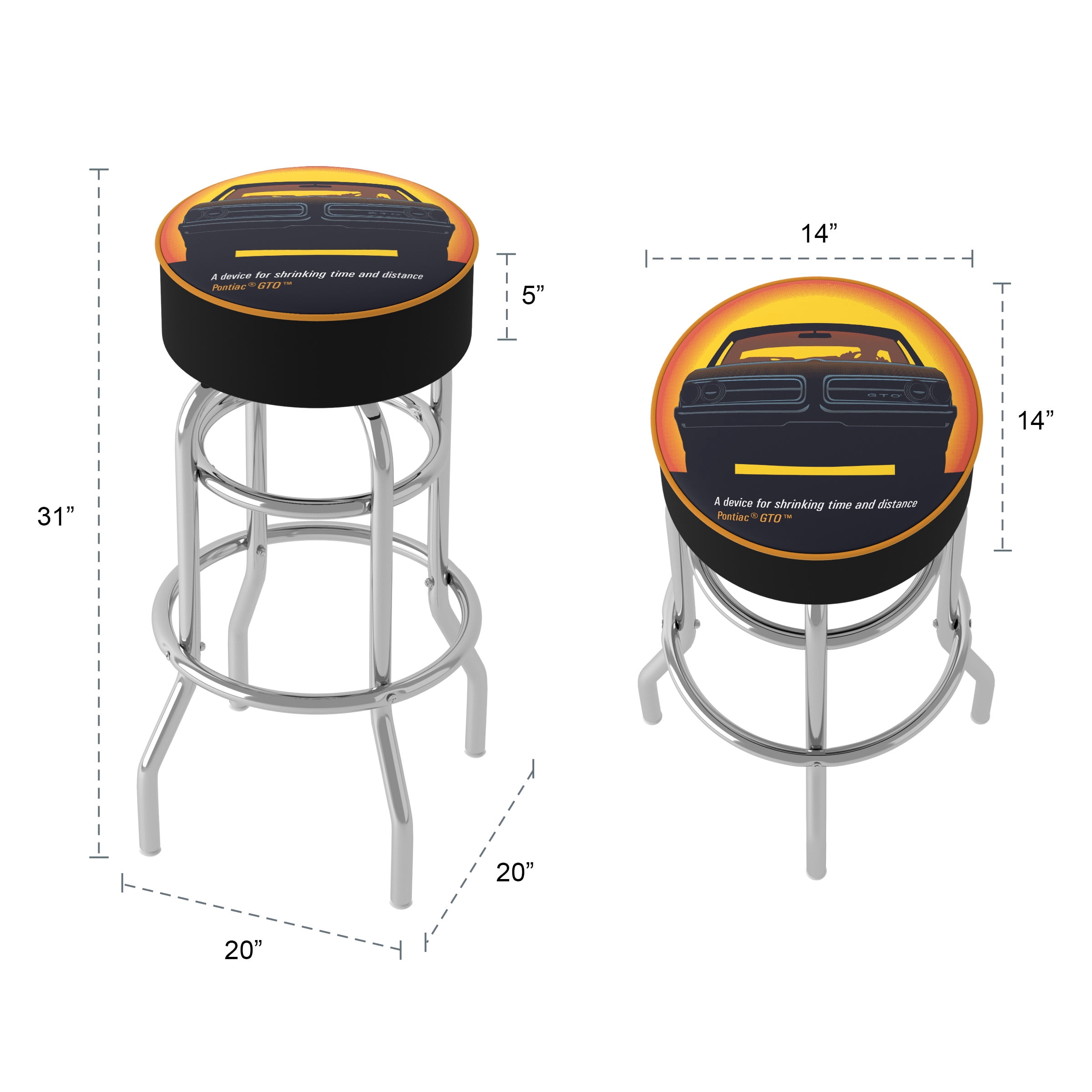 Trademark Gameroom Pontiac GTO - Time & Distance Bar Stool with Padded Seat