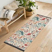 Yayeee Runner Rug for Bedroom 2'x6' Machine Washable Hallway Non Slip Mat, Watercolor Leaves