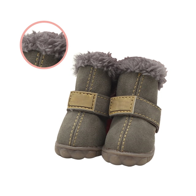 Methold 4pcs zapatos para mascotas botas de nieve impermeables cuero de la PU calzado de invierno para mascotas Ropa para mascotas gris tipo 5 Methold PT000057-30B