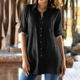 thumbnail image 2 of ZyeKqe Button down Shirts for Women 3/4 Sleeve Business Casual Tops Collared Loose Work Blouses, 2 of 8