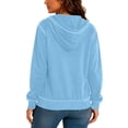 thumbnail image 5 of hoksml Women Full Zip Contrast Stitch Hooded Jacket Long Sleeve Hoodie with Kangaroo Pocket for Daily Casual Outdoor, 5 of 8