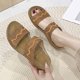 thumbnail image 1 of Bmisegm Ladies Summer Solid Colour Flowers Hollow Breathable Slope with Thick Bottom Large Size Sandals Slippers Summer Brown 6.5, 1 of 8