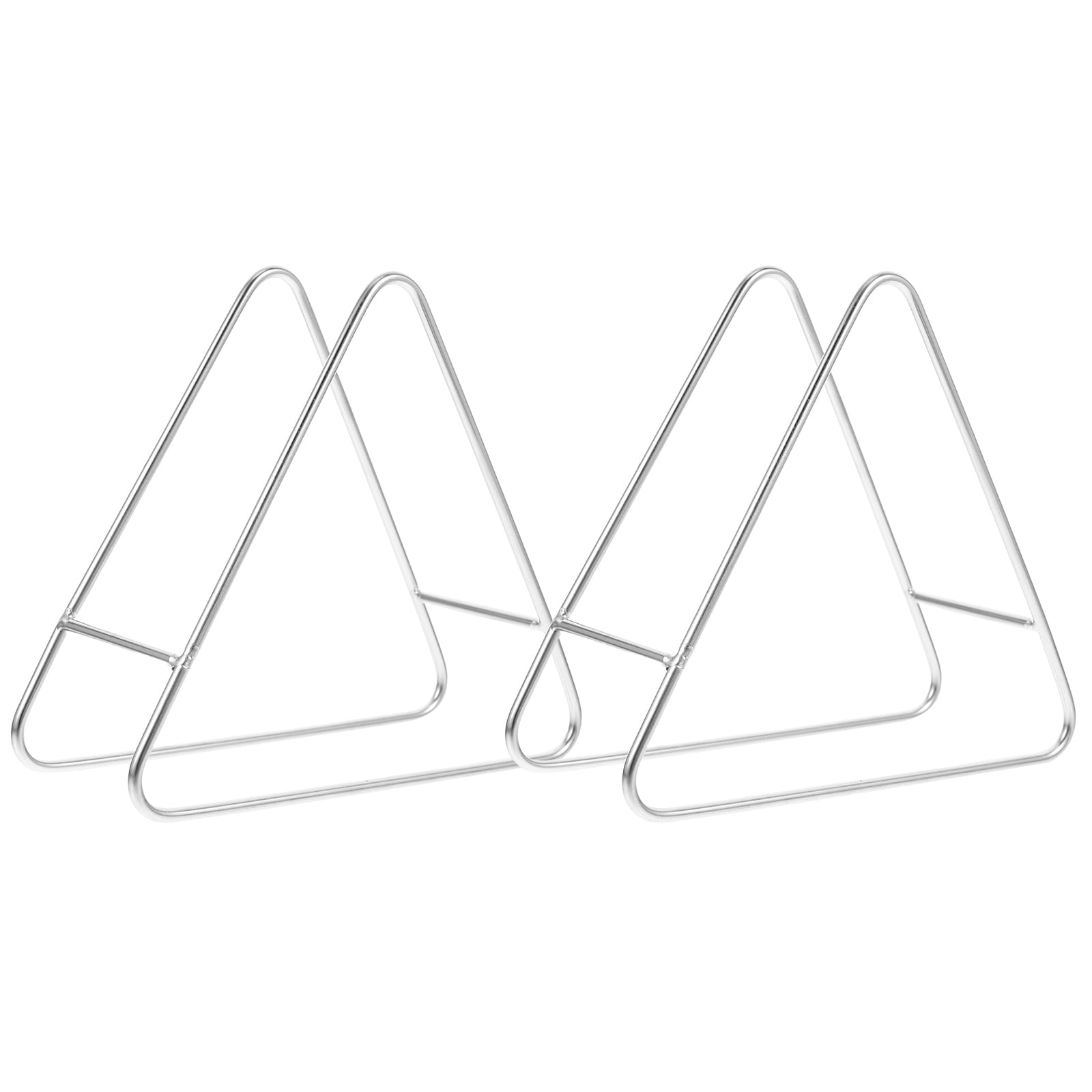 PAMINGONO 2Pcs Multifunctional Plated Silver Metal Coaster Rack with Triangle Shape for Efficient Home Storage