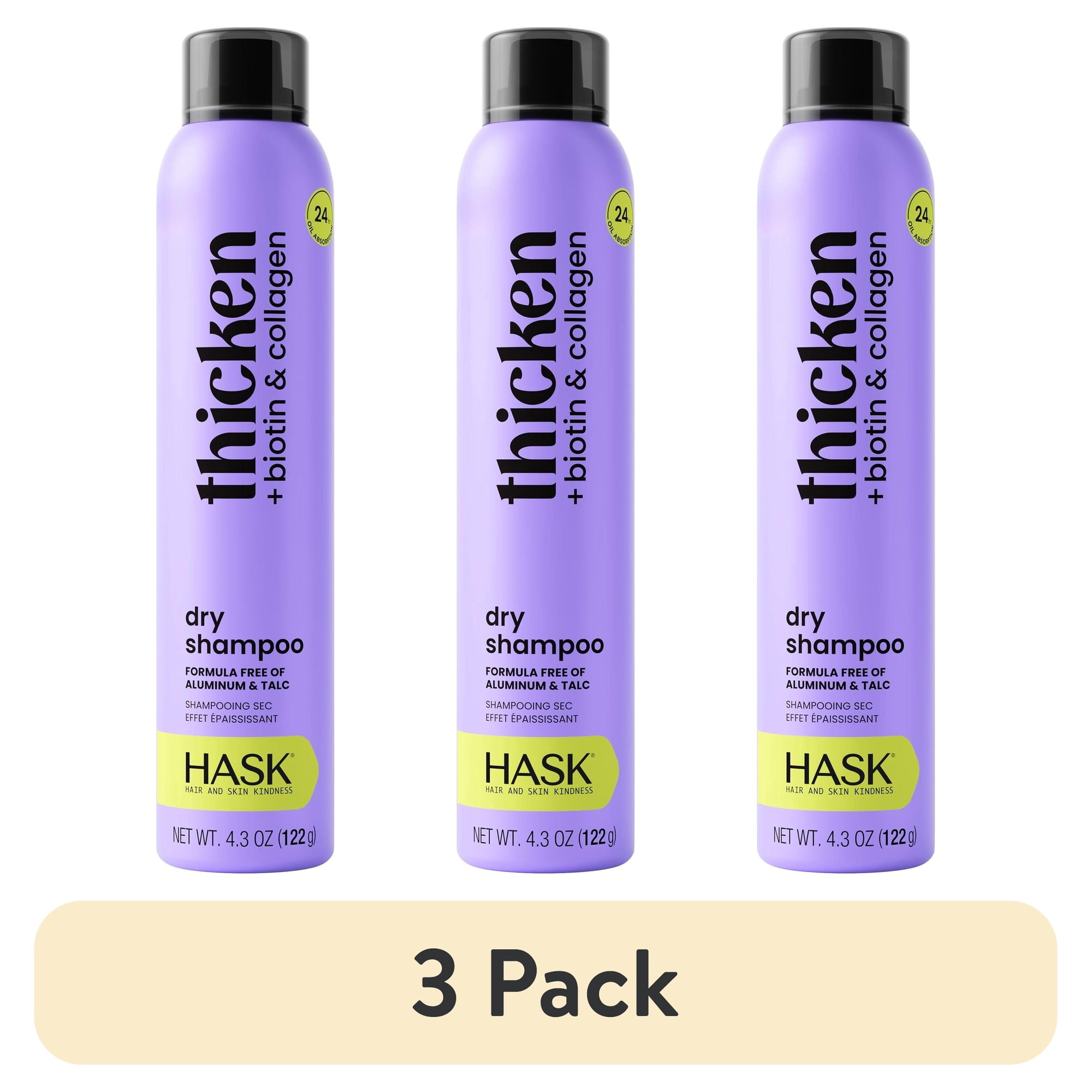 (3 pack) Hask Biotin Boost Thickening Volumizing Dry Shampoo with Collagen, 4.3 oz