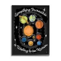 Stupell Industries Something Incredible Is Waiting Quote Planets Sun Earth Modern Painting Black Framed Art Print Wall Art, 16 x 20, Design by Daphne Polselli