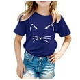 thumbnail image 2 of WOYY Big Girls T Shirt Cute Cat Print Short Sleeve Round Neck T-Shirt Tee, Sizes 3-12, 2 of 4