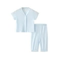 thumbnail image 1 of Zpanxa Summer Outfits for Girls Solid Color Button Up Cardigan Short Sleeve Top and Elastic Waist Long Pants Home Set 2 Years, 1 of 6