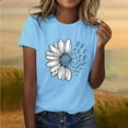 thumbnail image 4 of Fengqque Women's Cute T-Shirt Short Sleeve Round Neck Classic Daisy Print Loose T-shirt Fashionable Casual Top Sky Blue XXL(XXL), 4 of 5