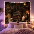 thumbnail image 2 of Lavender Bouquet Over Antique Books in a Warm Study, Nostalgic Rustic for Flower Lovers, Botanical Decor, Housewarming Gift, Tapestry Wall Hanging for Home Library and Den, 2 of 7