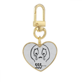 thumbnail image 1 of Cry Black Cute Chat Face Cartoon Gold Heart Keychain Metal Keyring Holder, 1 of 3