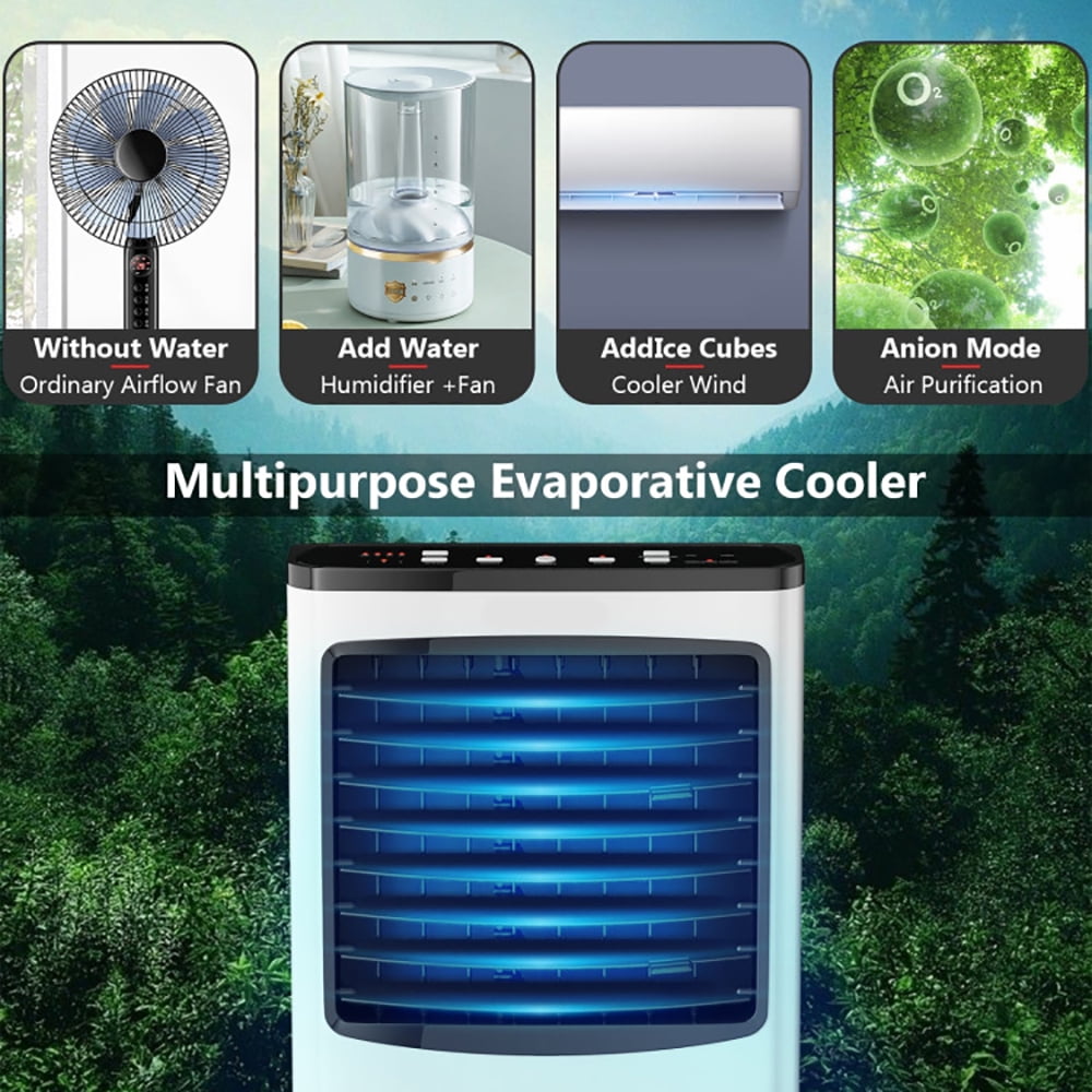 Spaco 3-in-1 Portable Evaporative Air Conditioner Cooler with Remote Control for Home, Air Conditioners, Mist Cooling Fan, Portable Ac Units for Rooms, Bedroom, Office, White