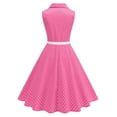 thumbnail image 4 of Women's 1950s Retro Polka Dot Vintage Dress Sleeveless Prom Swing Midi Belt Dresses Notched Lapel, Guest Dresses for Women(Pink,M), 4 of 7