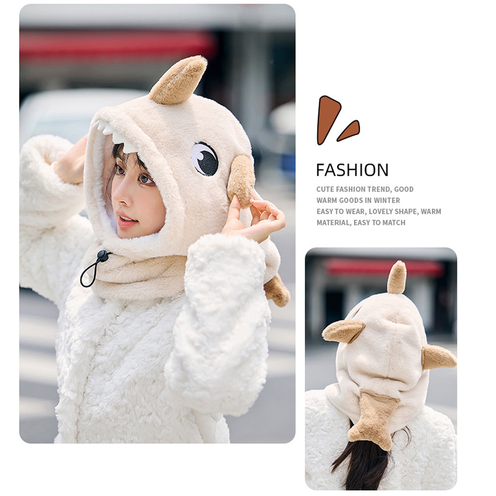 Furry Plush Fish Ski Helmets Covers for Winter Outdoor Adventures and Sport Women and Girl Lovely Thick Warm Headgrea Hat