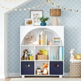 thumbnail image 2 of RiverRidge Kids Curve Appeal 35in Arched Bookcase with Cubby Storage Shelf and 2 Navy Bins, 2 of 5