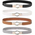 thumbnail image 1 of 4 Pack Ladies Elastic Elastic Waistband ,women Skinny Belt For Dresses Retro Stretch Ladies Waist Belt, 1 of 5