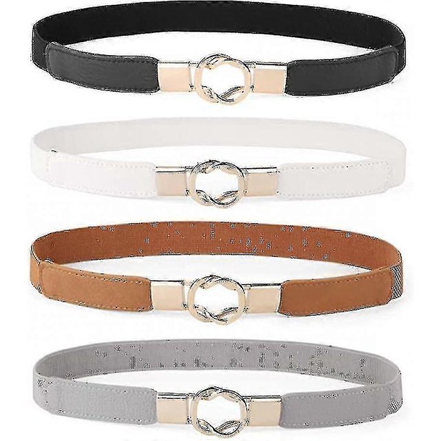 4 Pack Ladies Elastic Elastic Waistband ,women Skinny Belt For Dresses Retro Stretch Ladies Waist Belt