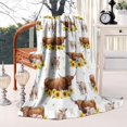 thumbnail image 2 of White Highland Cow Sunflower Calf Pattern Blanket,Comfortable Soft Lamb Wool Throw Blanket,All Season,Warm Lightweight Blankets for Sofa Bed Couch Living Room Chair,60"x80", 2 of 4