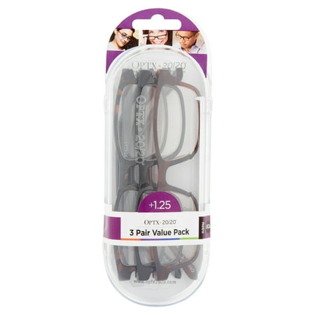 Optx 20/20 Optx Retro Assorted Unisex Reading Glasses, 3 count