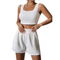 thumbnail image 1 of Ensemble Sans Manches Tricoté pour Femmes style Fille d'Été Frais et Doux Mode Décontractée Couleur Unie, 1 of 4