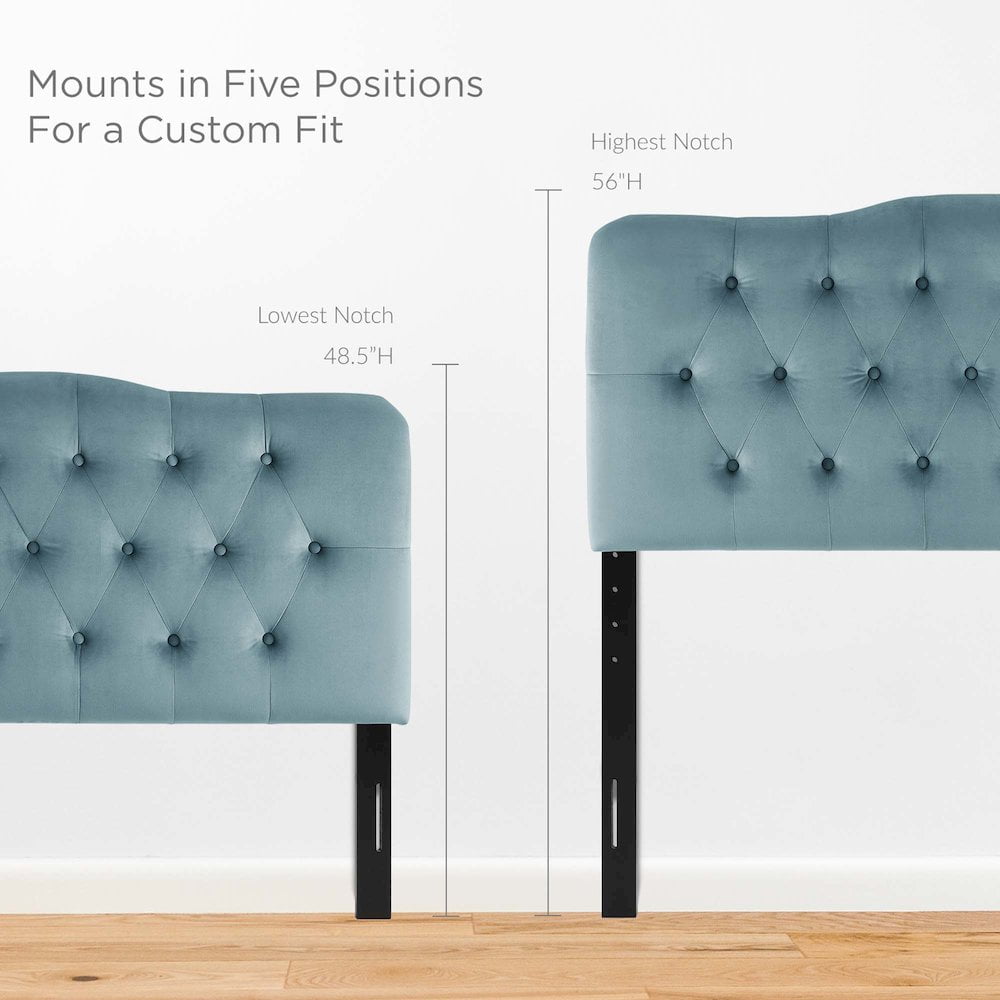 Modway Annabel Queen Diamond Tufted Performance Velvet Headboard in Light Blue