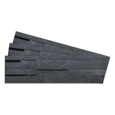 Shuttle Gray - Self-Adhesive 3D Peel & Stick Stacked Natural Stone Tiles [Pack of 10]