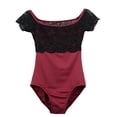 thumbnail image 5 of Slemon Women's Ballet Leotard, Square Neck Floral Lace Cap Sleeve Dance Bodysuit, 5 of 8