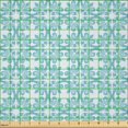 thumbnail image 2 of Ambesonne Vintage Fabric by the Yard Microfiber, Bluish Floral Shapes Art, 10 Yards, Deep Sky Blue White Teal, 2 of 2