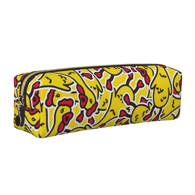 Disketp Chicken Cartoon Estuche de Lápices de Cuero con Cierre, Estuche Compacto para Papelería, Bolígrafos y Accesorios Pequeños