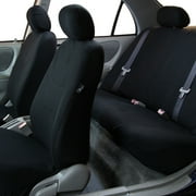 FH Group Cloth Car Seat Covers, Universal Fit Solid Back Seat Cover Full Set Black FB050114BLACK-ST