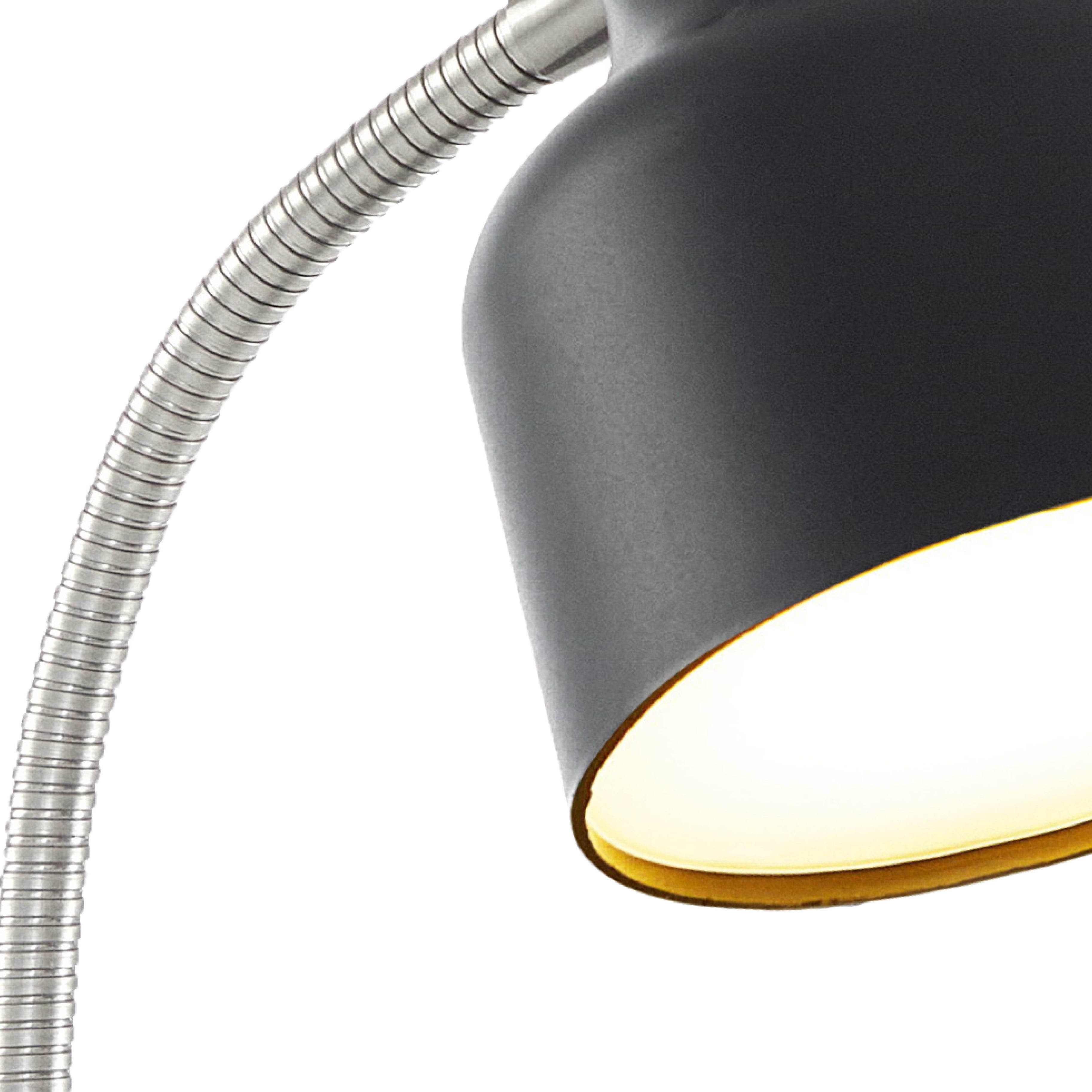 Mainstays 9.5 in 1-Light LED Energy Efficient Black Gooseneck Desk Lamps with Painted Glass Solid Print