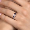 thumbnail image 4 of Gem Stone King 10K Two Tone Gold Peach Nano Morganite and Blue Sapphire Engagement Ring for Women | 2.70 Cttw | Oval 9X7MM | Gemstone October Birthstone | Size 7, 4 of 6