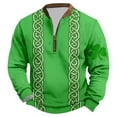 thumbnail image 3 of KKBOTIVE Men's St Patrick's Day 3D Print Sweatshirt Casual Quarter Zip Pullover Crew Neck Top for Mens Daily Festive Wear, Green Size: M, 3 of 4