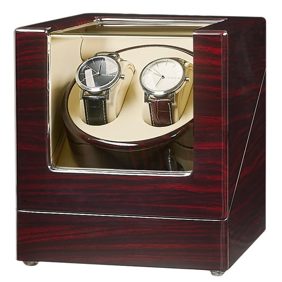 JQUEEN Double Watch Winder with Quiet Motor, Ebony Wood Paint Watch Winders for Automatic Watches