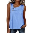 thumbnail image 4 of RQYYD Womens Sleeveless Asymmetric Neck Tops Casual Striped Blouses Button Front Tank Tee Shirts Daily Clothes, 4 of 6