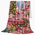 thumbnail image 2 of Holiday Teddy Bear Christmas Window Scene, Festive Holiday Scene, Warm Flannel Blanket for Cabin and Lodge with Detailed Artwork, Art Lovers Christmas Gift, Festive Home Decor, 2 of 9