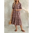 thumbnail image 5 of Womens Multicolor Casual Boho Print Midi Dress, 5 of 8