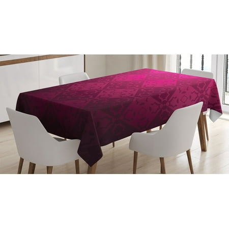 

Magenta Decor Tablecloth Ornamental Dated Feminine Rectangular Forms Background Damask Past Design Rectangular Table Cover for Dining Room Kitchen 52 X 70 Inches Maroon Fuchsia by Ambesonne