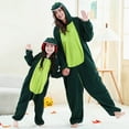 thumbnail image 6 of Pajamas for Famliy Animal Themed Onesie Sleepwear with Zipper Fuzzy Warm Winter Pjs Cozy Loungewear (G-Dark Green Dinosaur for Adult), 6 of 8