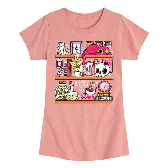 Instant Message - Witchy Bookshelves -Youth Girls Short Sleeve T-Shirt
