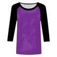 thumbnail image 5 of zaveiop Women's Color Block 3/4 Raglan Sleeves T-Shirt Loose Crew Neck Casual Tops Trendy Basic Pullover Casual Outfits 2025 (Purple, L), 5 of 6