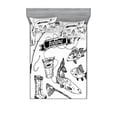 thumbnail image 2 of Fishing Bedding Set with Sheet & Covers, Hand Drawn Tools Set Rod Salmon and Perch Bucket Net Float Ribbon Print, Printed Bedroom Decor 2 Shams, 4 Sizes, Black White, by Ambesonne, 2 of 3