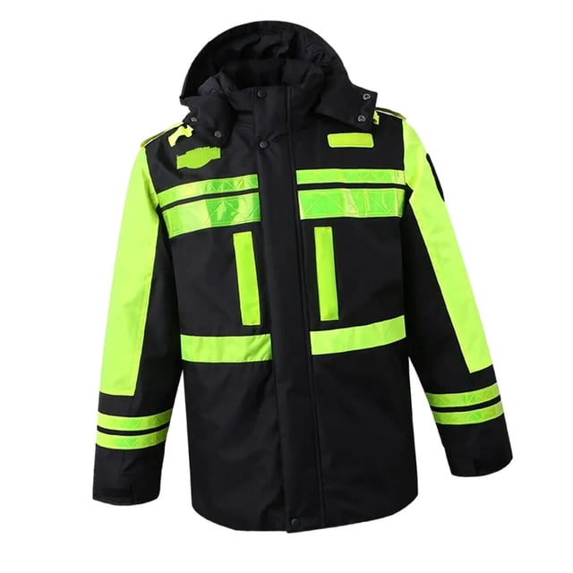 Chaqueta de seguridad de invierno para hombre, forro desmontable, impermeable, cómoda y con capucha. L