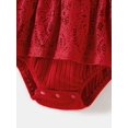 thumbnail image 3 of Family Matching Red Lace Long-sleeve Spliced Rib Knit Belted Dresses And Sets, 3 of 9