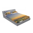thumbnail image 3 of Ambesonne Landscape Fitted Sheet & Pillow Sham Set, Mediterranean Valley, Twinxl, Blue Yellow Green, 3 of 3