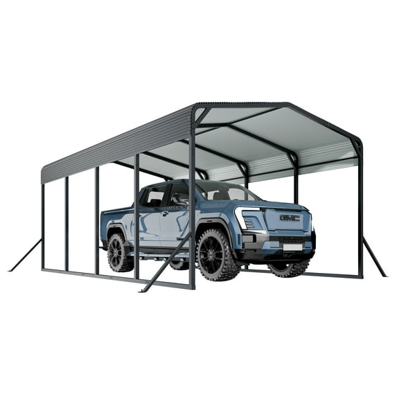 12x20FT Metal Car Carport Heavy Duty Carport with Reinforced Support Base, Suitable for All Weather Conditions, Ideal for Boats, Tractors, Pickup Trucks Outdoor Garage Parking for Parties,Black.