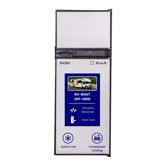 Conserv RF 1012 DC S ACA 12110 Conserv 12V/DC Refrigerator Freezer 10cf Stainless for RV BOAT OFF-GRID 2 Doors AC Adapter