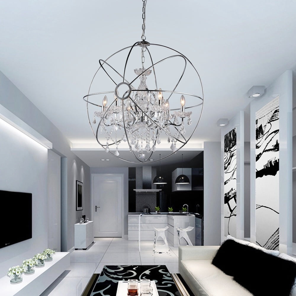 Warehouse of Tiffany RL6806B-32CH Saturn 7 in. 6-Light Indoor Bronze Finish Chandelier with Light Kit
