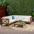 thumbnail image 2 of Noble House Brava 4Pc Acacia Wood Sectional Sofa/Coffee Table Set Gray and White, 2 of 4