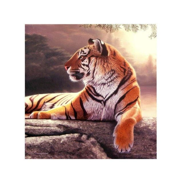5D Embroidery Needlework Stitchwork Drawing Tiger picture Tiger Picture Rhinestone Diamond Painting Cross-stitch Needlework Decor