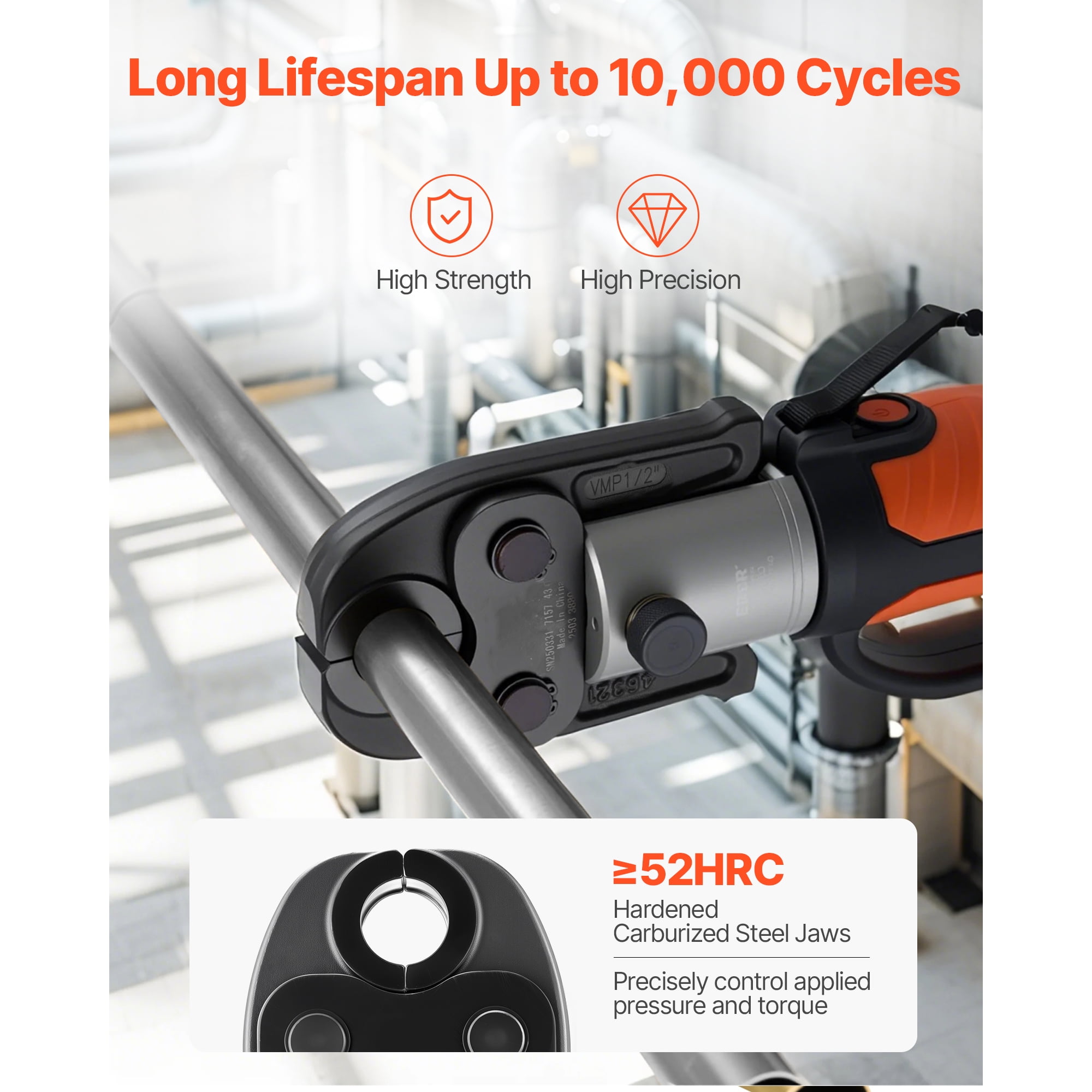 KFFKFF 7-Piece Pressing Kit for Carbon Steel Pipes - Includes 3 Press Jaws, 3 Press Rings, and 1 Actuator, Compatible with Standard Press Tools, Suitable for Pipe Sizes from 1/2" to 2"